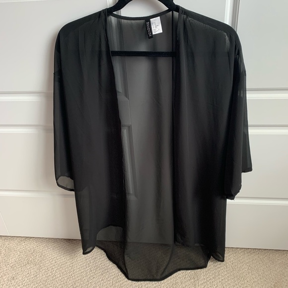NWOT H&M Sheer Black Kimono Cardi - Picture 1 of 4